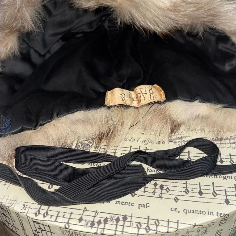 Vintage B. Altman & Co. Real Fur Bonnet Luxury Winter Hood with Grosgrain Ribbon